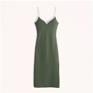 Abercrombie Notch Neck Midi Dress Green